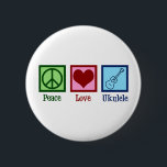 Bóton Redondo 5.08cm Peace Love Ukulele<br><div class="desc">Peace Love Ukulele. Um presente bonito para jogadores ukuleles,  com um legal sinal de paz,  coração e instrumento uke.</div>