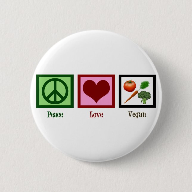 Bóton Redondo 5.08cm Peace Love Vegan (Frente)