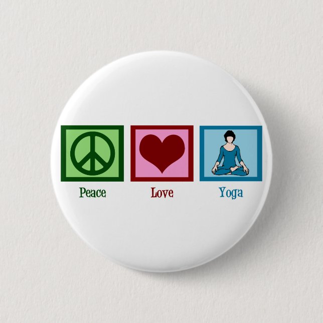 Bóton Redondo 5.08cm Peace Love Yoga (Frente)