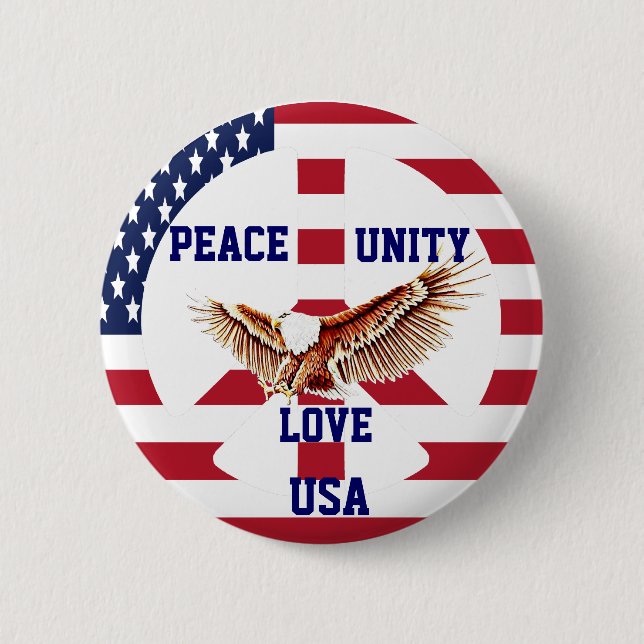 Bóton Redondo 5.08cm Peace,Unity,Love,USA_Button (Frente)