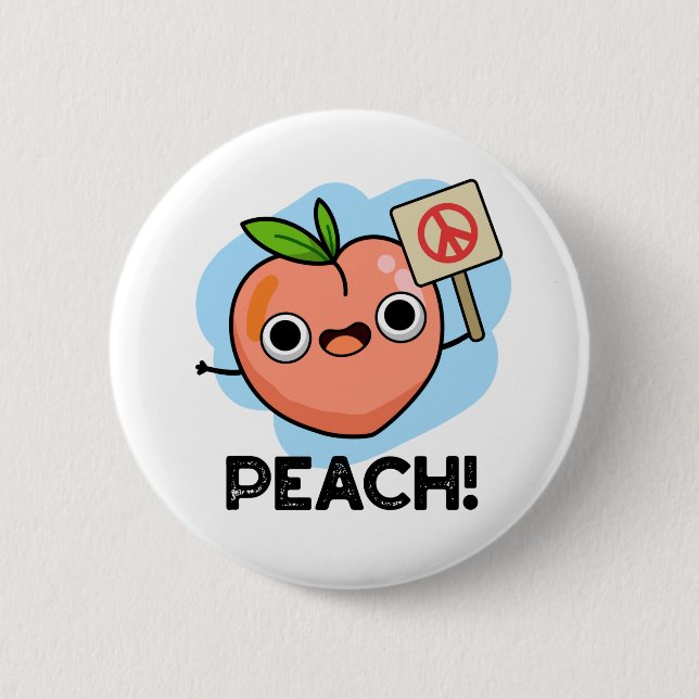 Bóton Redondo 5.08cm Peach Funny Peace Fruta Pun (Frente)