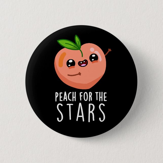 Bóton Redondo 5.08cm Peach Para As Estrelas Frutas Engraçadas Pun Dark  (Frente)