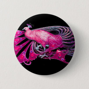 BÓTON REDONDO 5.08CM PEACOCK ELEGANTE EM PINCO, FUCHSIA, PRETO