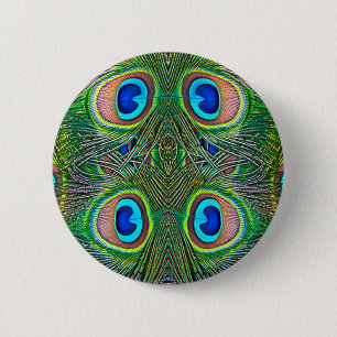 Bóton Redondo 5.08cm Peacock Feathers Kaleidoscope Print