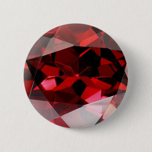 Bóton Redondo 5.08cm Pedra Vermelha, Gemstone, Janeiro, Birthstone