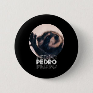 Bóton Redondo 5.08cm Pedro Racoon Dance Popular Internet Memache D