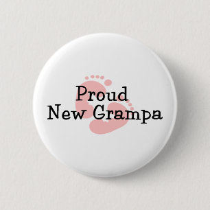 Bóton Redondo 5.08cm Pegadas novas orgulhosas do bebé de Grampa