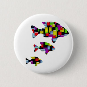Bóton Redondo 5.08cm peixe mosaico