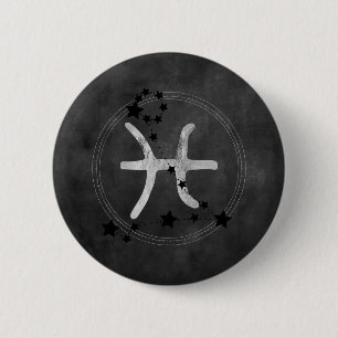 Bóton Redondo 5.08cm Peixes das estrelas da constelação de zodipo preto