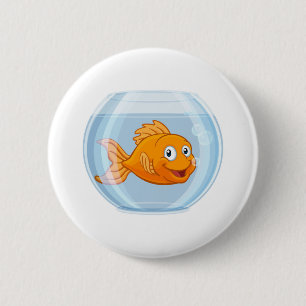 Bóton Redondo 5.08cm Peixes dourados em Personagem de desenho animado D