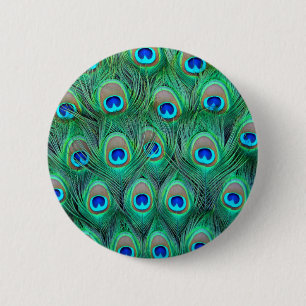 Bóton Redondo 5.08cm Penas de Peacock