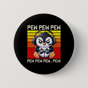 Bóton Redondo 5.08cm Penguin Gamer Pew Vídeos Engraçados de Jogos Vinta