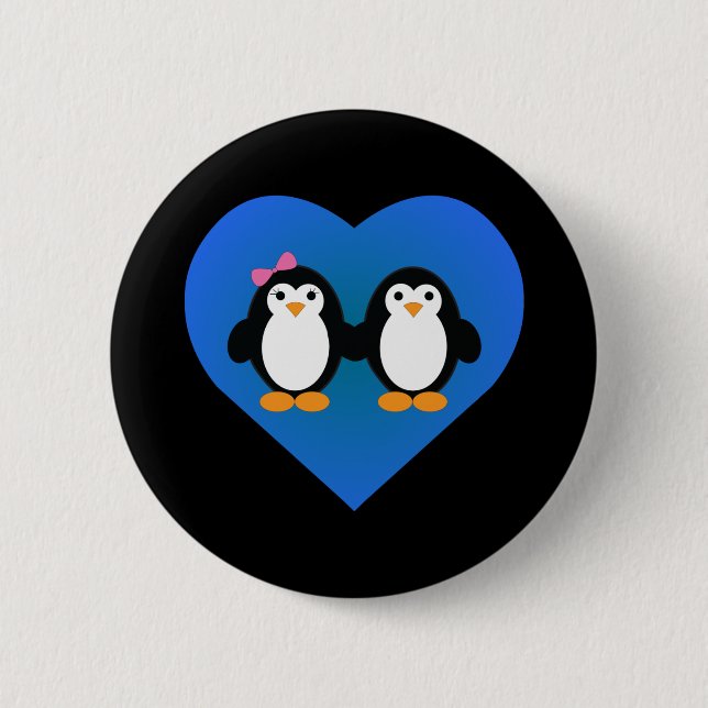 Bóton Redondo 5.08cm Penguin Love (Frente)
