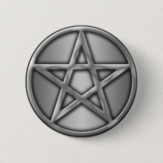 Bóton Redondo 5.08cm Pentacle de prata na prata