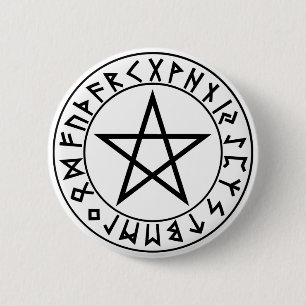 Bóton Redondo 5.08cm Pentacle do Rune do botão