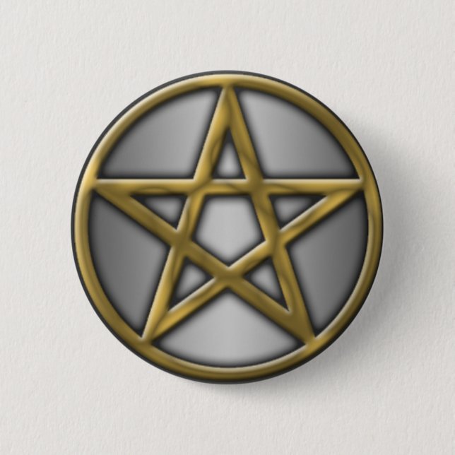 Bóton Redondo 5.08cm Pentacle Dourado na prata (Frente)