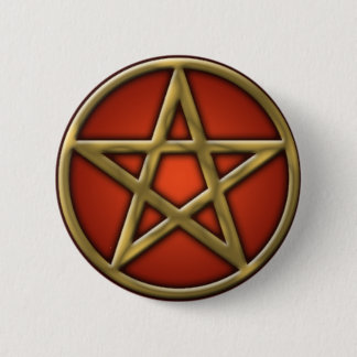 Bóton Redondo 5.08cm Pentacle Dourado no fogo
