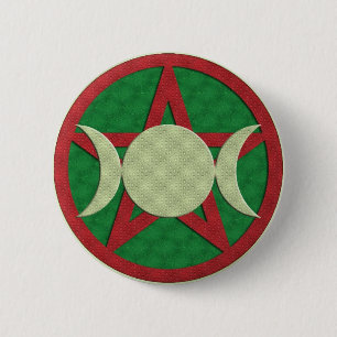 Bóton Redondo 5.08cm Pentagram triplo da deusa de Yule