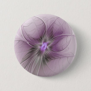 Bóton Redondo 5.08cm Pequena Bela Cinza Mauve Moderna Flor de Arte Frac