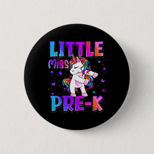 Bóton Redondo 5.08cm Pequena Senhorita Pré-K Unicórnio De Volta Às Meni