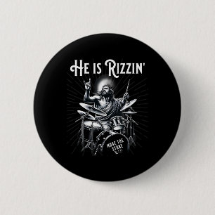 Bóton Redondo 5.08cm Percussion Drum Engraçado Rizz Ele É Rizzin Jesus