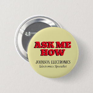 Bóton Redondo 5.08cm Pergunte-me como a marca corporativa personalizada