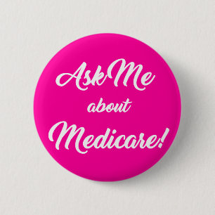 Bóton Redondo 5.08cm Pergunte-me sobre Medicare - rosa