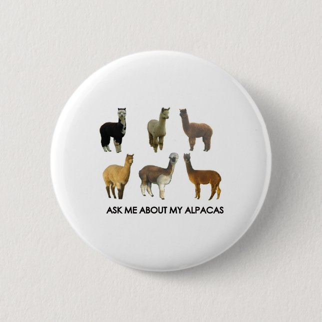 Bóton Redondo 5.08cm Pergunte-me sobre meus alpacas (Frente)