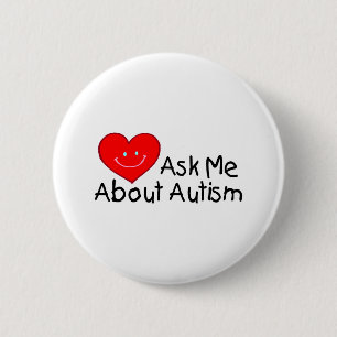 Bóton Redondo 5.08cm Pergunte-me sobre o autismo (o coração)