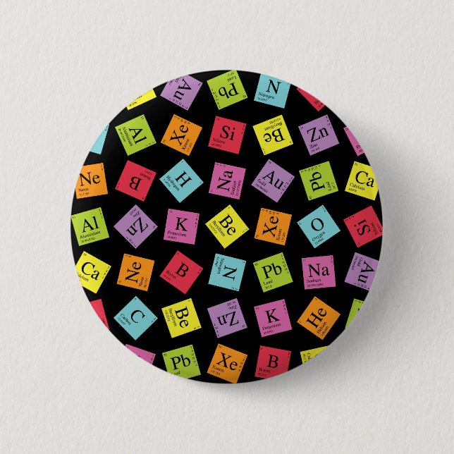 Bóton Redondo 5.08cm Periódico Elementar (Escuro) (Frente)