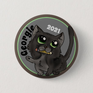 Bóton Redondo 5.08cm Personalização de Cat do Estudo Útil