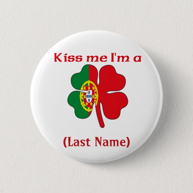 Bóton Redondo 5.08cm Personalizado beije-me que eu sou botão português (Frente)