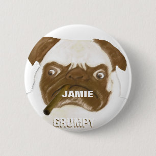 Bóton Redondo 5.08cm Personalizado Grumpy AFICIONADO Puggy Cigar