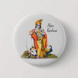Bóton Redondo 5.08cm Personalizado Senhor Krishna Simples com botão de