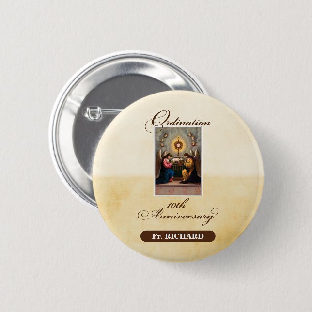 Bóton Redondo 5.08cm Personalizar, 10ª Ordenação Anniversário (Frente & Verso)