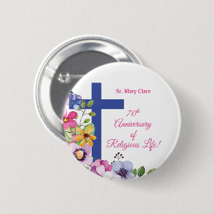 Bóton Redondo 5.08cm Personalizar, 70 Anniversário, Vida Religiosa