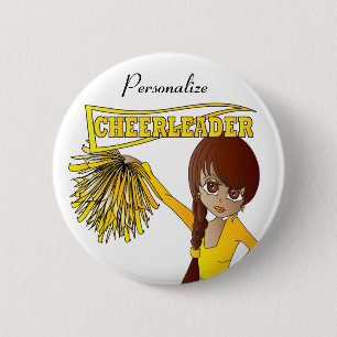 Bóton Redondo 5.08cm Personalizar Cheerleader Amarelo-Bonito