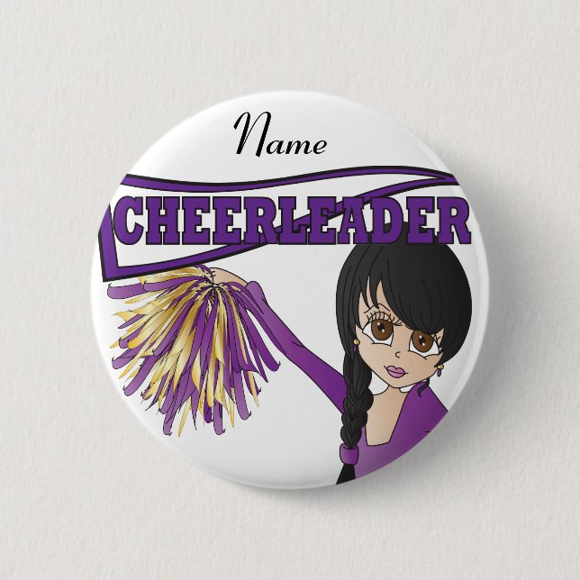 Bóton Redondo 5.08cm Personalizar Cheerleader Roxo (Frente)