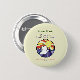Bóton Redondo 5.08cm Personalizar Nome, Círculo da Pomba RCIA no Amarel
