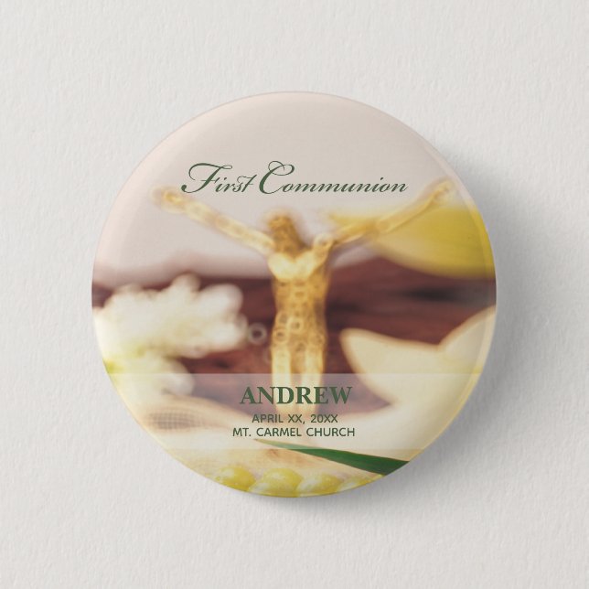 Bóton Redondo 5.08cm Personalizar, Primeiro Parabéns Comunitários (Frente)