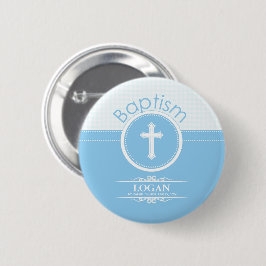 Bóton Redondo 5.08cm Personalizável, Menino Azul Filho de Deus Batismo
