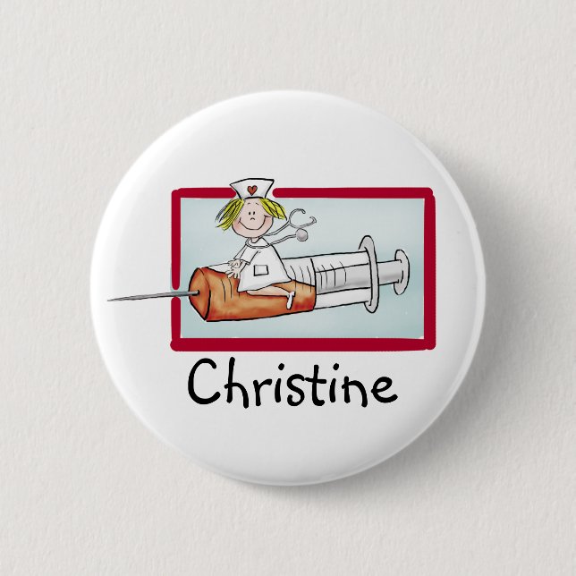 Bóton Redondo 5.08cm Personalize com nome - botão para Supernurse (Frente)