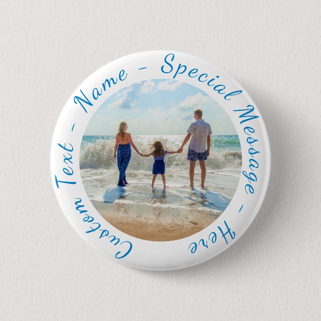 Bóton Redondo 5.08cm Personalize seu botão de foto com texto personaliz (Frente)