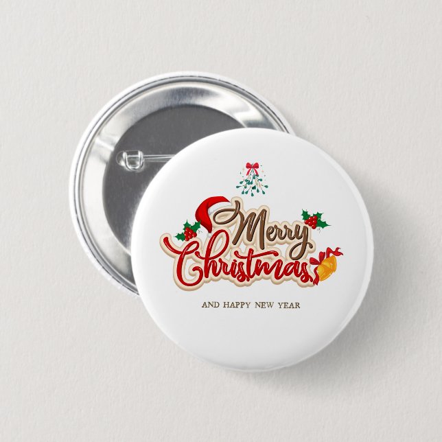 Bóton Redondo 5.08cm Personalized Christmas Button–Custom Seasonal Pin (Frente & Verso)