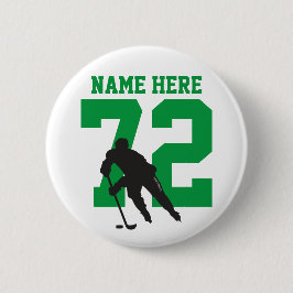 Bóton Redondo 5.08cm Personalized Hockey Player Name Number green flair