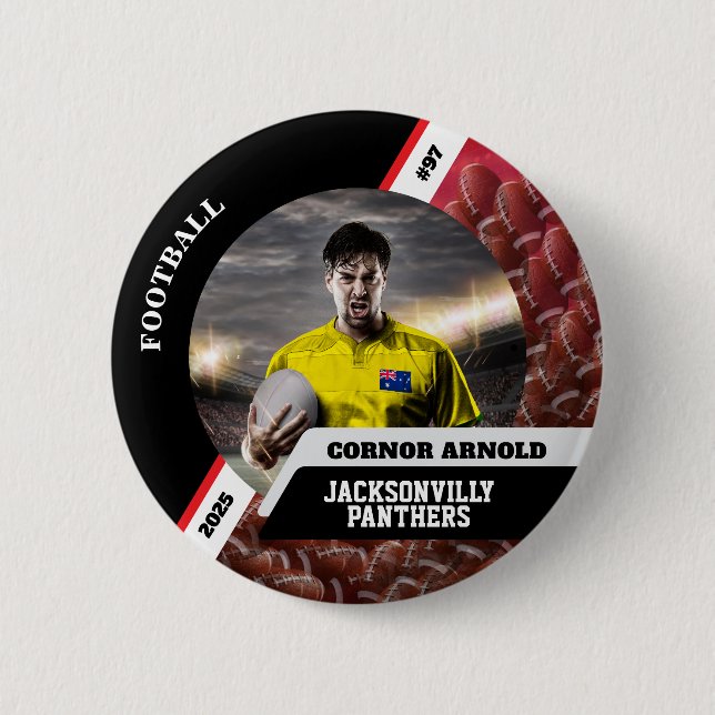 Bóton Redondo 5.08cm Personalized photo sports button/pin football butt (Frente)
