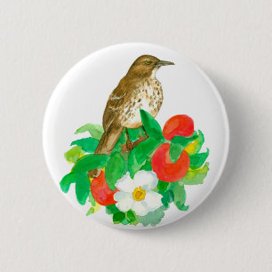 Bóton Redondo 5.08cm Pêssegos Fruta Árvore Cherokee Rosa