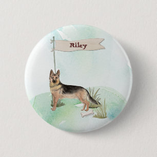 Bóton Redondo 5.08cm Pet Dog de German shepherd de Nome Personalizado