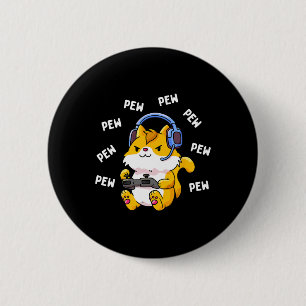 Bóton Redondo 5.08cm Pew Pew Gamer Cat Video Game Cats Gaming Gatinho L