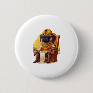 Bóton Redondo 5.08cm Pharaoh Pug � Cão Antigo Egito